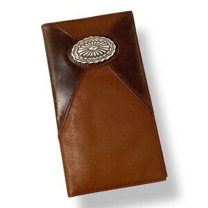 Vintage 90s Western two-tone Leather Wallet with Concho
